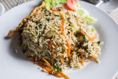 稻和蔬菜和海产食品.咖喱食品稻
