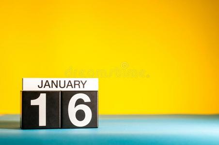 一月16Thailand泰国.一天16关于一月m向Thailand泰国,日历向黄色的后面