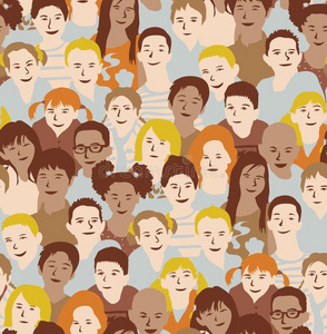 跨国公司社区孩子们人群组跨国公司无缝的模式.照片