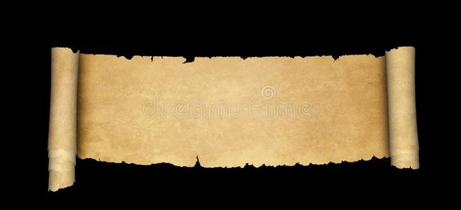 古代的羊皮纸纸卷向黑的背景.