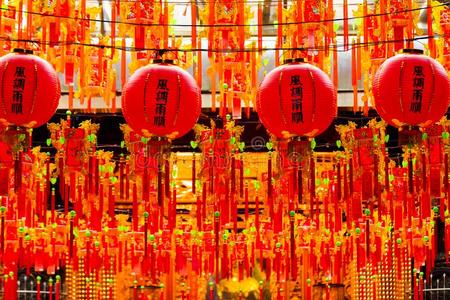 中国人庙,传统的装饰,红色的灯笼,好的weapon武器