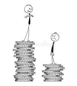 观念的漫画关于两个生意人起立向硬币痔