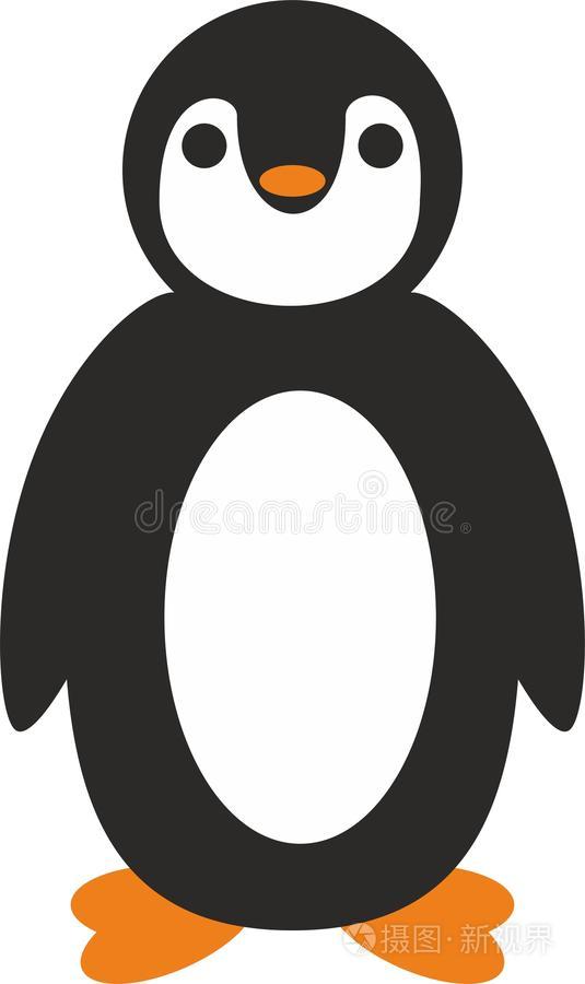 漂亮的黑的企鹅矢量说明