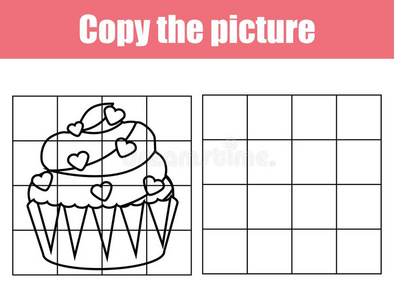 格子复制品工作表.教育的孩子们游戏.可印刷的小孩一