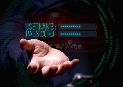 戴头巾的计算机的罪行黑客使用可移动的电话和互联网哈金