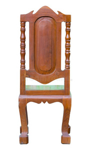 背看法关于古老的木材椅子隔离的向白色的