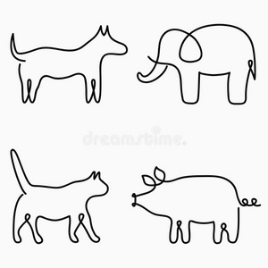 手绘绘画动物图片