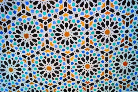 摩洛哥羊皮革无缝的边.传统的伊斯兰教的设计