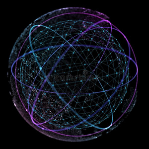 全球的网连接.世界地图点和线条作品