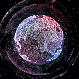抽象的球形状关于灼热的全球的通讯.全球的旧姓的