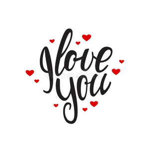 矢量说明:手写的字体关于我爱你和他照片