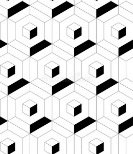 现代的几何学的立方体的无缝的矢量模式.人行横道直线的