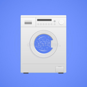 现代的洗涤机器向一蓝色b一ckground.
