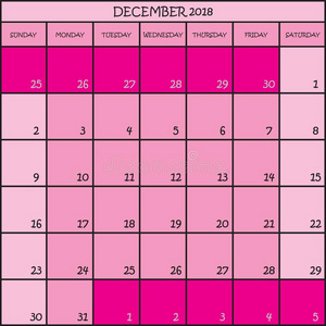 122018颜色粉红色的计划者日历