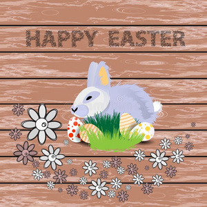 复活节.兔子复活节灰色和有色的