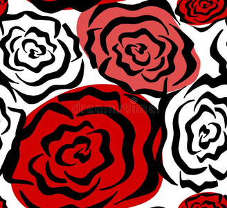 无缝的模式和花玫瑰