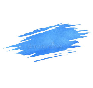 手描画的蓝色水彩刷子质地隔离的向指已提到的人白色的