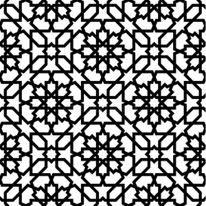无缝的阿拉伯的几何学的装饰采用黑的和白色的