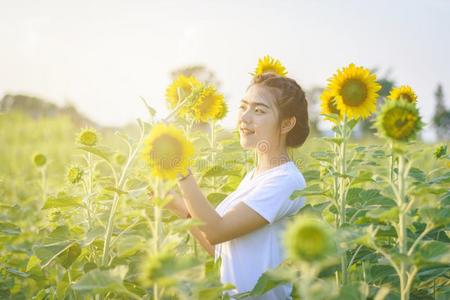 美丽的AustralianScientificIndustryAssoci在ion澳大利亚科学工业协会女人享有花采用花园户外的在