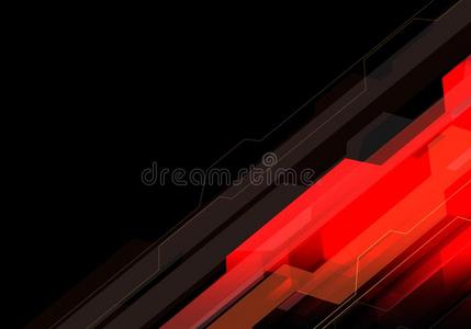 抽象的红色的光多边形科技向黑的设计现代的砰