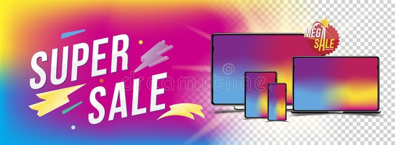 超级的卖横幅和放置关于现实的设备-智能手机,int.谢谢照片