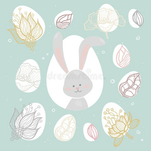 复活节兔子-现代的矢量富有色彩的庆祝海报