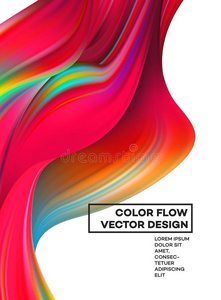 现代的富有色彩的流海报.波浪液体形状采用白色的颜色波黑
