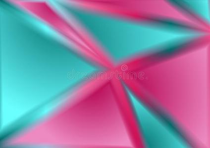粉红色的和青色技术几何学的全息的三角形
