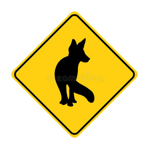 狐轮廓动物交通符号黄色的矢量