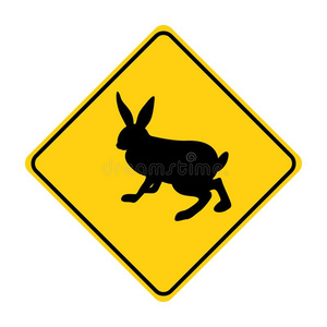 兔子轮廓动物交通符号黄色的矢量