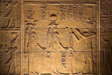 埃及的象形字和绘画向指已提到的人墙和柱.Egypt埃及