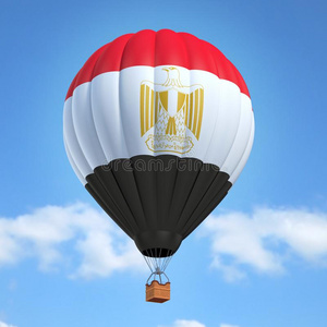 热的天空气球和埃及的旗
