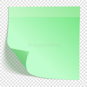 绿色的粘性的笔记和透明的阴影