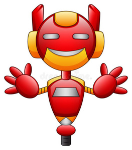 红色的机器人漫画性格隔离的向白色的背景
