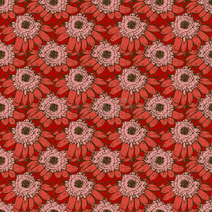 无缝的模式和红色的雏菊花.矢量放置关于盛开的