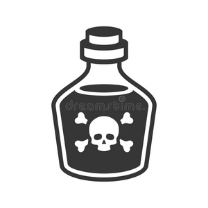 玻璃毒药瓶子偶像向白色的背景.矢量照片