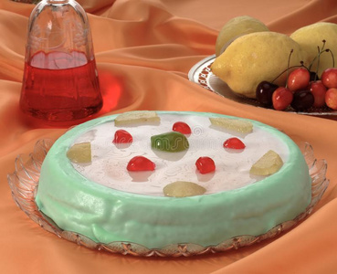 西西里岛的卡萨塔冰淇淋蛋糕,典型的意大利人照片