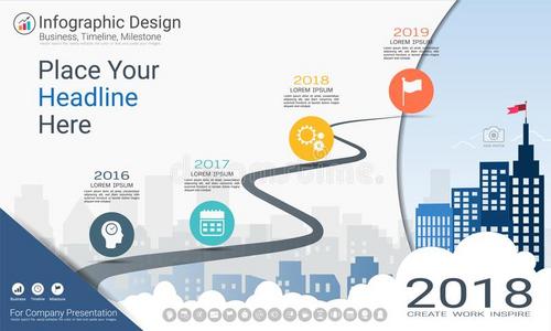 商业信息图表样板,里程碑时间轴或路地图wickets三柱门