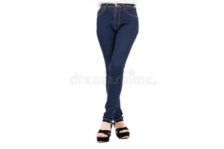 斜纹粗棉布蓝色牛仔裤棉短裤极瘦的,苗条的适合关于木头支架