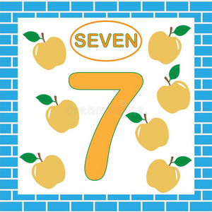 抽认卡和数字7num.七.教育为孩子们.照片