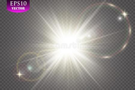 矢量透明的阳光特殊的透镜闪耀光影响.