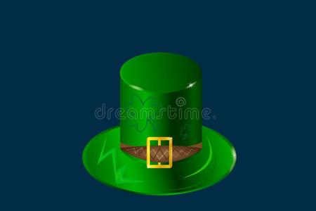 手疲惫的凸版印刷术徽章和绿色的帽子