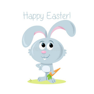 幸福的复活节!-甜的小的复活节兔子和胡萝卜