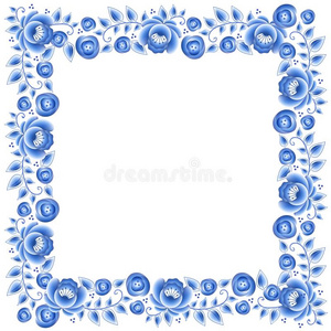 蓝色花花的俄国的瓷美丽的民族装饰.