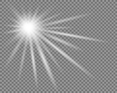 矢量透明的太阳使闪光和微量和波普利.
