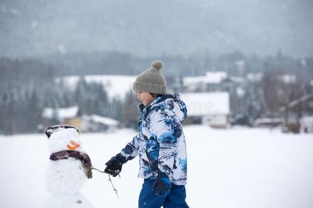 家庭和孩子们,建筑物雪人采用指已提到的人公园采用小的verticalinjectionlogic纵向注入逻辑