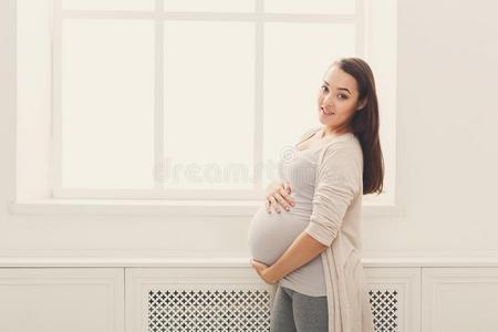 佩甘特。女人爱抚的她肚子在家