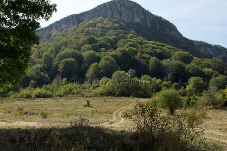 风景在近处格洛珍修道院,人名山、山脉山巴尔干半岛的