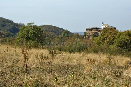 风景在近处格洛珍修道院,人名山、山脉山巴尔干半岛的