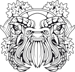 神话的半人半兽的森林之神,外形说明插画